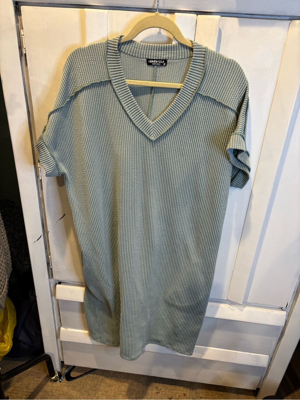 HEIMISH USA Sage Green V-Neck Short-Sleeve Knit dress